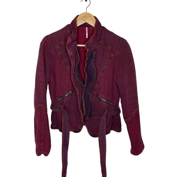 Free People Double Cloth Twill Wrap Jacket BlackBerry XS - Picture 6 of 16